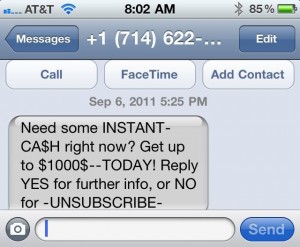 iPhone SMS spam