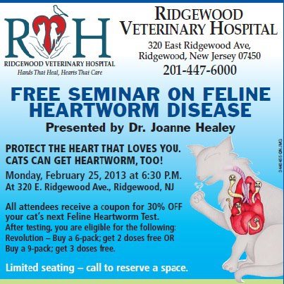 ridgewood seminar feline heartworm veterinary disease hospital leave