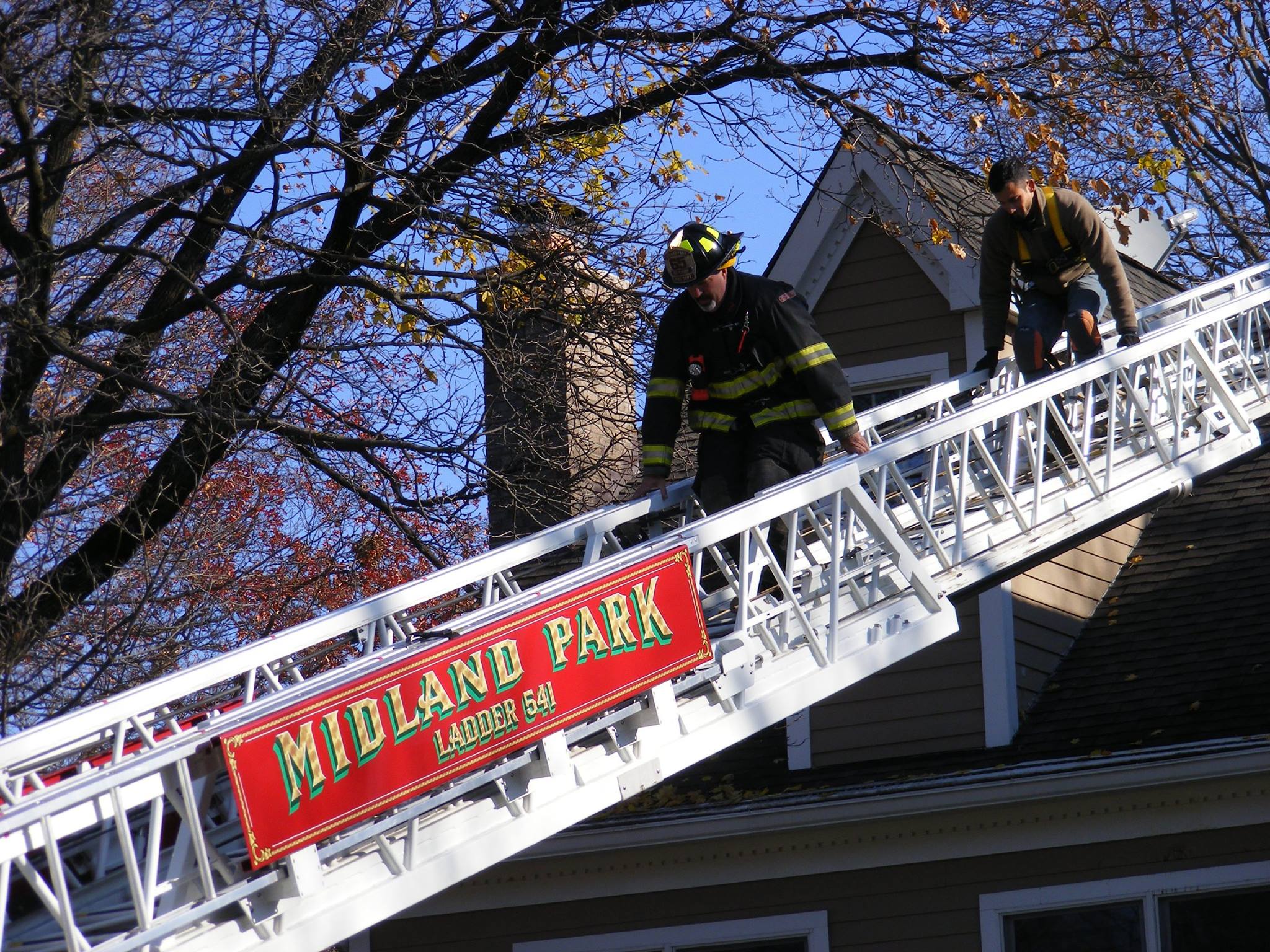 Midland Park Fire Department Rescues Man on Roof