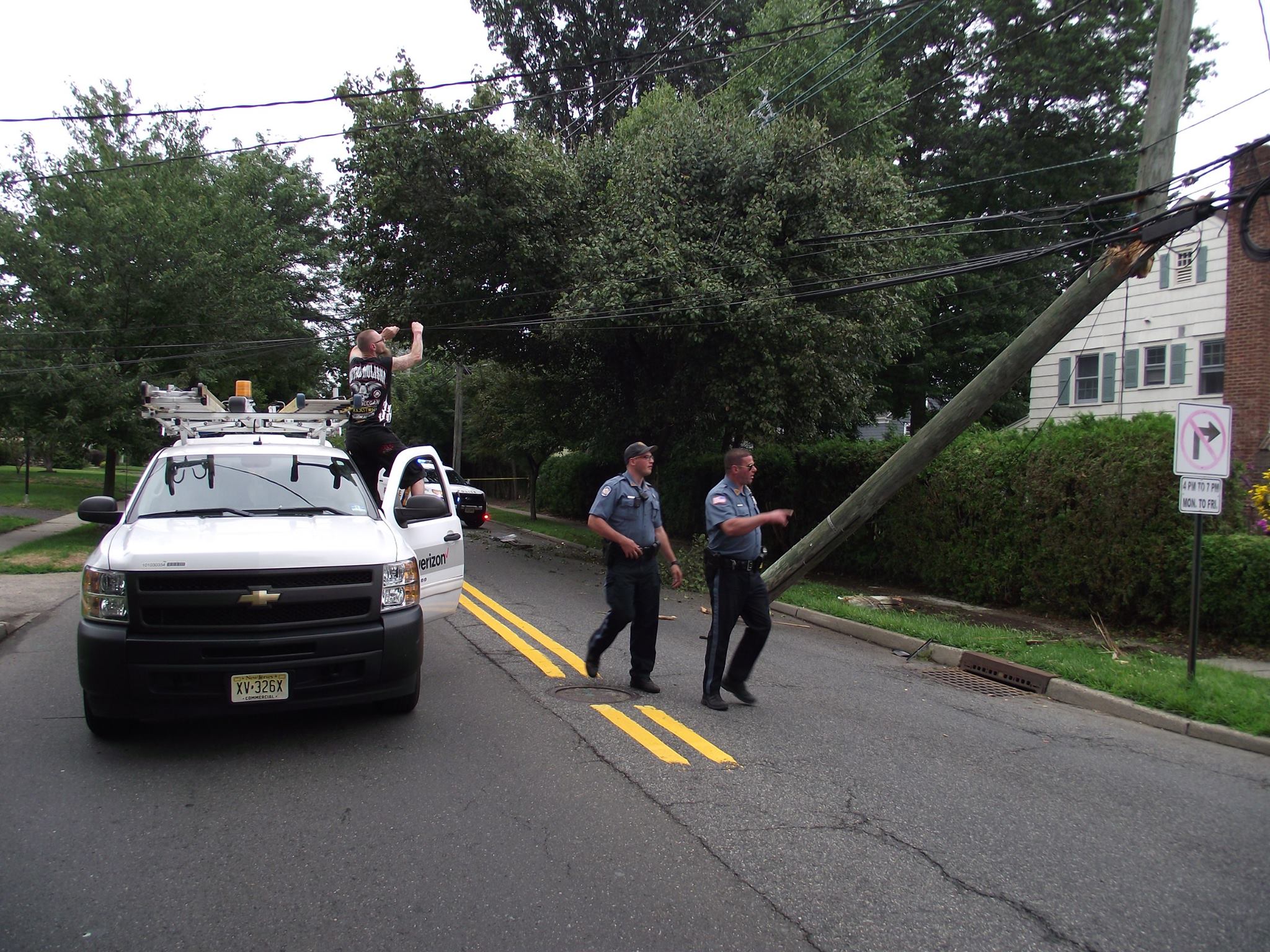 Diver Takes Out Utility Pole at the intersection of Linwood and Walthery Avenues in Ridgewood