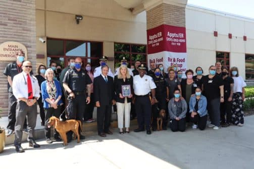 Bergen County Sheriff’s Office K-9 Unit Presents a special plaque of gratitude to the Founders of Oradell Animal Hospital 201003786 4155945461121777 622918653934528656 n