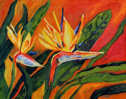 L Hahn Birds of Paradise oil painting