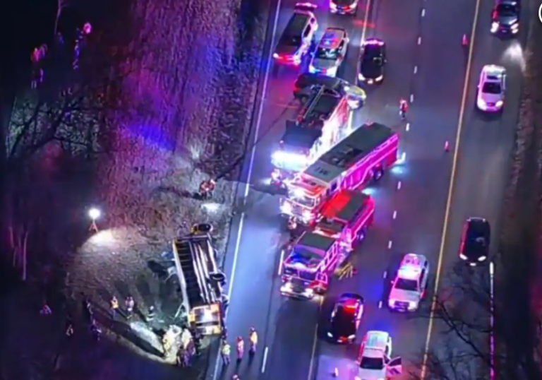 School Bus Overturns on Garden State Parkway in Montvale, Injuring 13