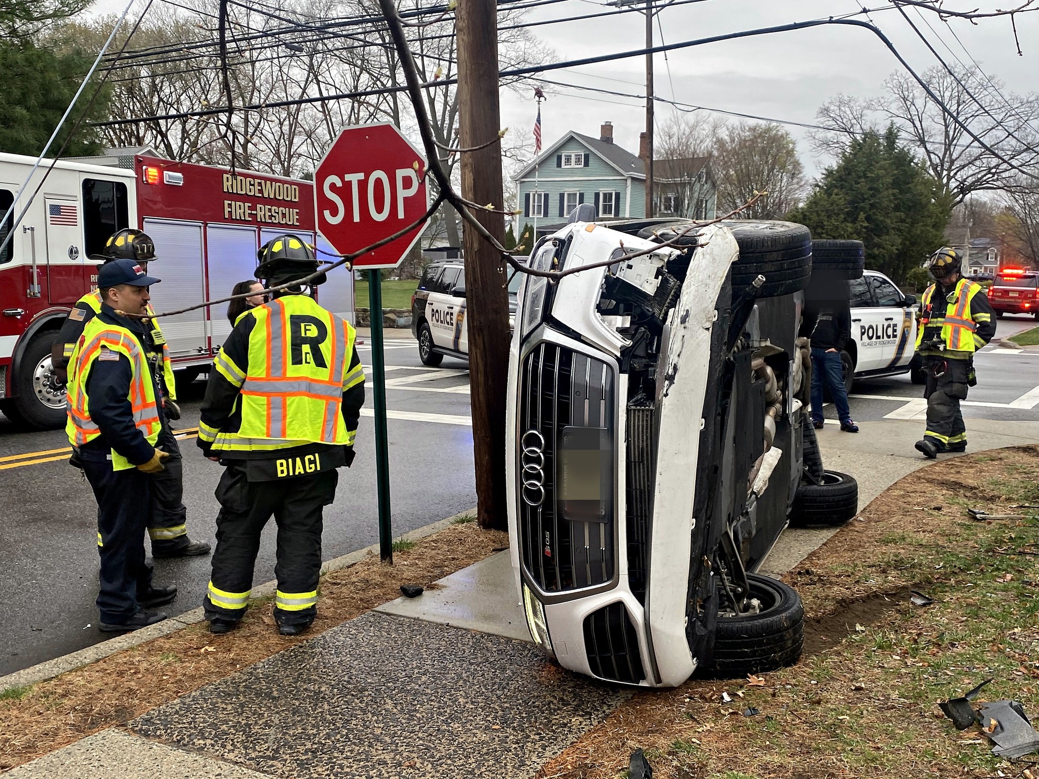 Rollover Crash in Ridgewood: White Audi SUV Overturns at Glen and Fairfield Intersection 489300794 1252679826860531 4674814632720956680 n