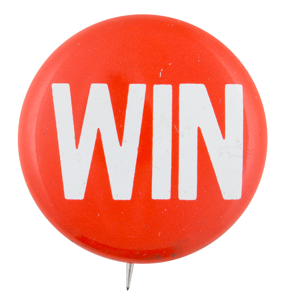 PO red and white win button busy beaver button museum 522156271