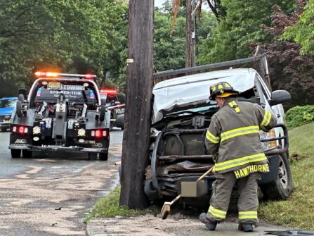 Severe Crash in Hawthorne: Pickup Obliterates Utility Pole, Shuts Down Southbound Lincoln Ave 730598667 1662779862517190 5447944961279645088 n