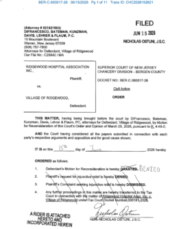 Village of Ridgewood Denied: Court Blocks Village Plans for Former Valley Hospital Site Screenshot 2026 06 19 065657