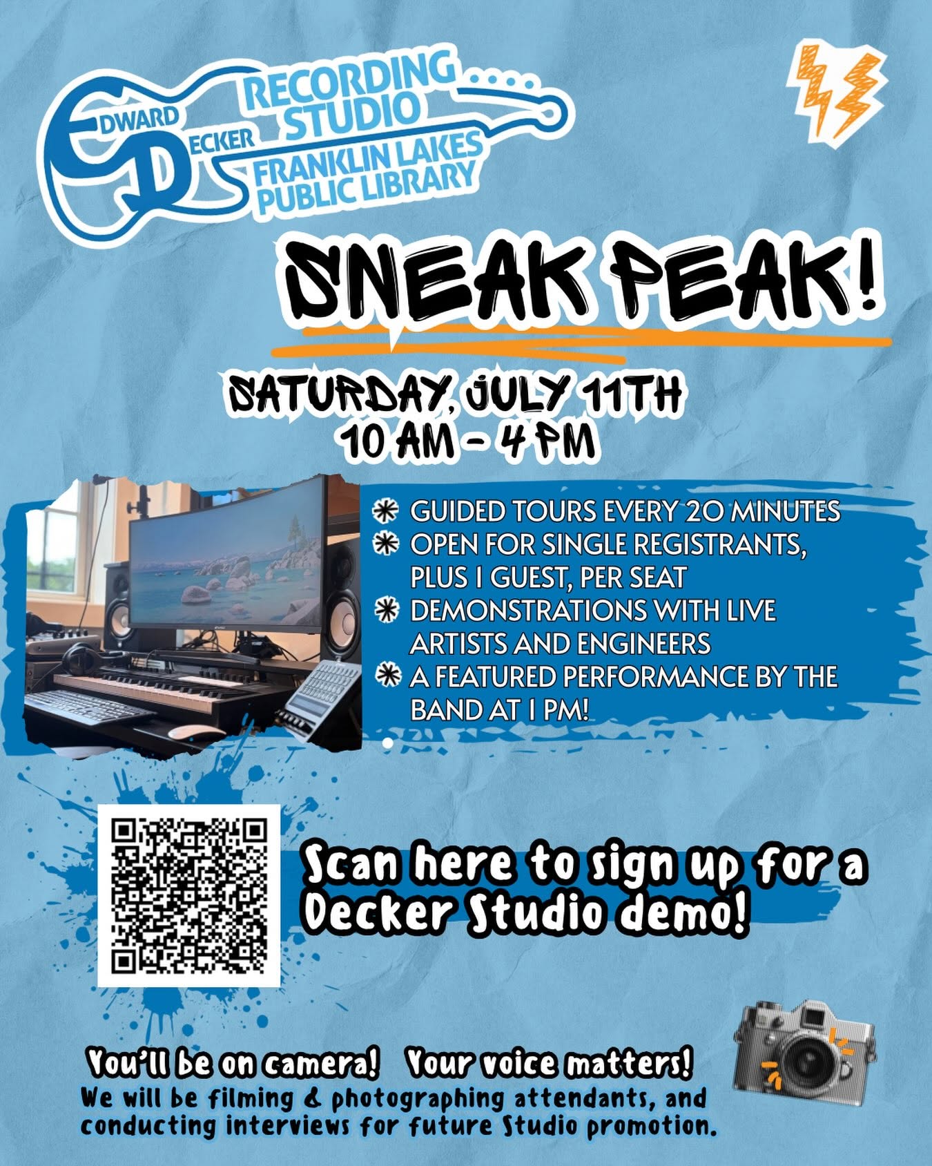 Franklin Lakes Public Library Unveils State-of-the-Art Decker Recording Studio with Free Public Tours & Live Music! 741428267 18101933147130172 1786790204967534776 n