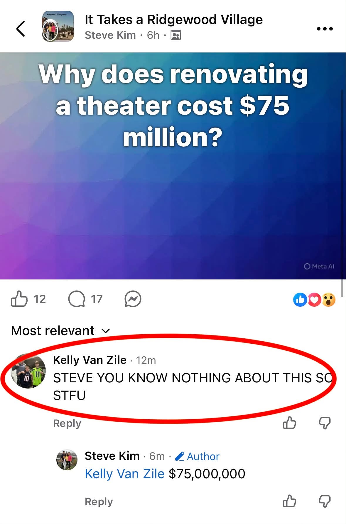 Outrage in Ridgewood: Resident Told to "STFU" After Questioning Massive $75M Performing Arts Center Budget on Social Media 745862488 10163757365846378 1888428279151531431 n